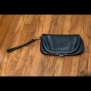 HOBO black leather wristlet clutch